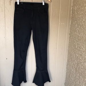 MOTHER High Rise Black Flare Jeans